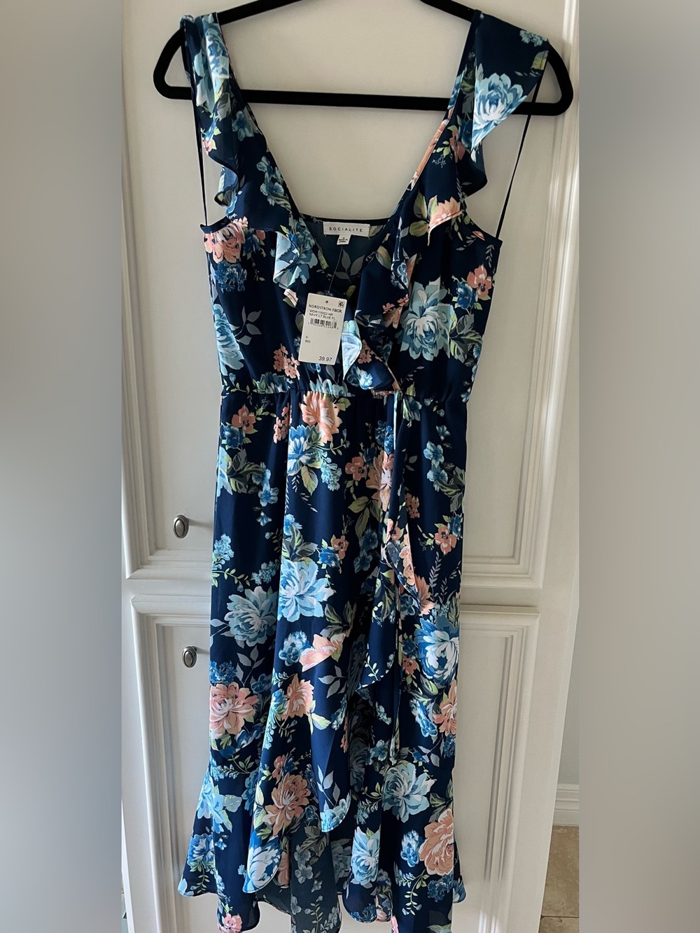 Socialite Navy&Lt Blue Floral Dress- Size S NWT